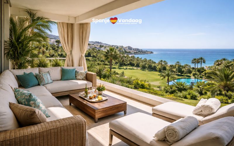 Terras van luxe appartement met uitzicht op de Middellandse Zee
