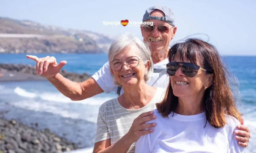 Een gezin op vakantie aan de zee in Spanje